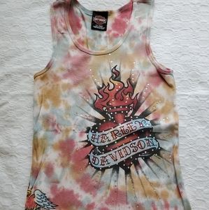 Tie dye Harley Davidson tank top